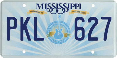 MS license plate PKL627