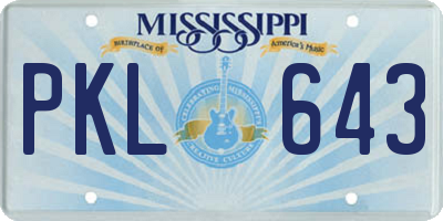 MS license plate PKL643