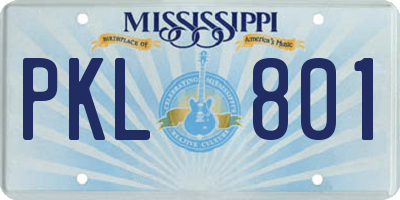 MS license plate PKL801