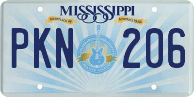 MS license plate PKN206