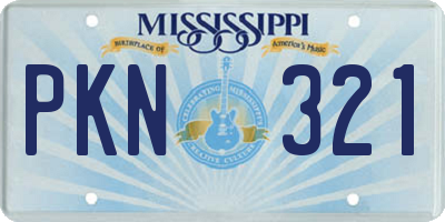 MS license plate PKN321