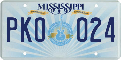 MS license plate PKO024