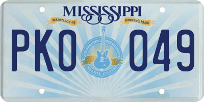 MS license plate PKO049