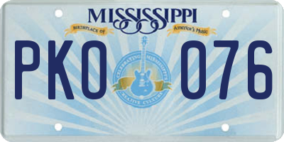 MS license plate PKO076