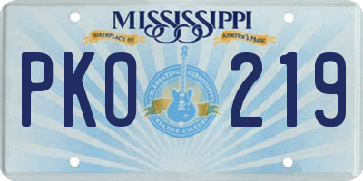 MS license plate PKO219