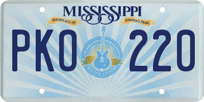 MS license plate PKO220