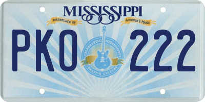 MS license plate PKO222