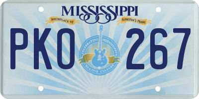 MS license plate PKO267