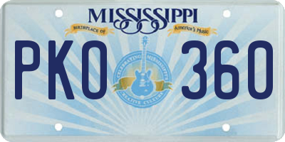 MS license plate PKO360