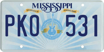 MS license plate PKO531