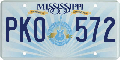 MS license plate PKO572