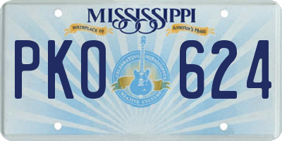 MS license plate PKO624
