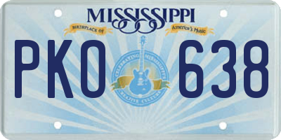 MS license plate PKO638