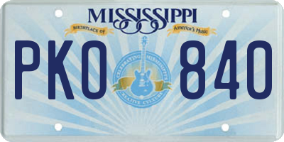 MS license plate PKO840