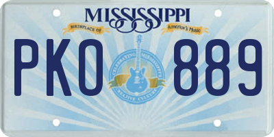 MS license plate PKO889