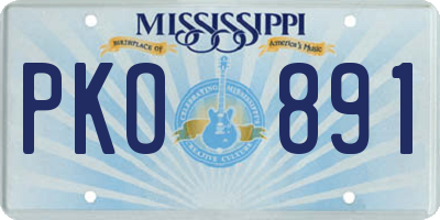 MS license plate PKO891