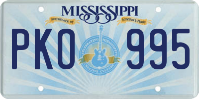 MS license plate PKO995