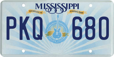 MS license plate PKQ680