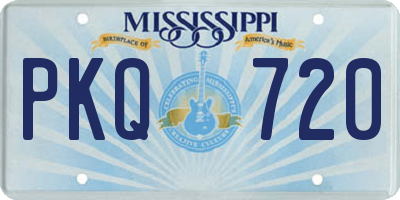 MS license plate PKQ720