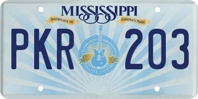 MS license plate PKR203