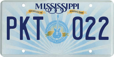 MS license plate PKT022