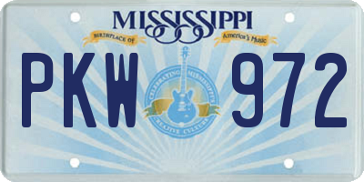 MS license plate PKW972