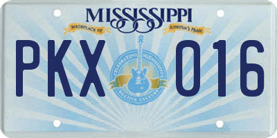 MS license plate PKX016