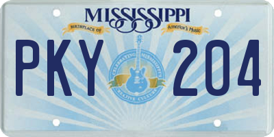 MS license plate PKY204