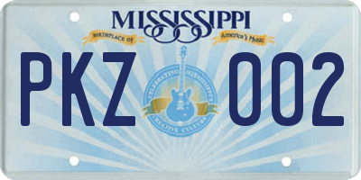 MS license plate PKZ002