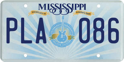 MS license plate PLA086