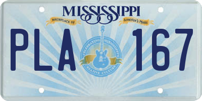 MS license plate PLA167