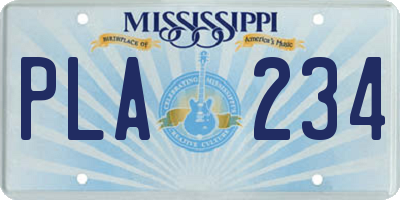 MS license plate PLA234