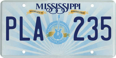 MS license plate PLA235