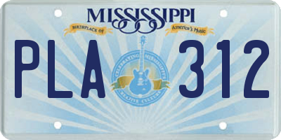 MS license plate PLA312