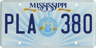 MS license plate PLA380