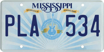 MS license plate PLA534