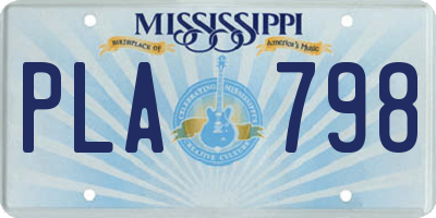 MS license plate PLA798