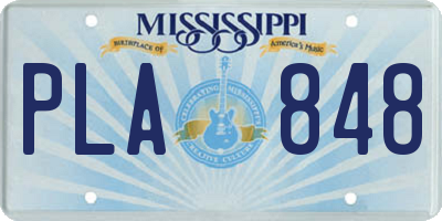 MS license plate PLA848