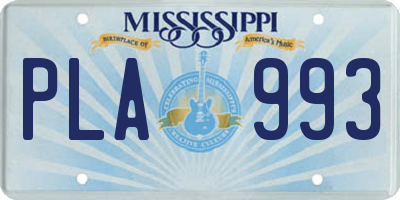 MS license plate PLA993