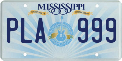 MS license plate PLA999