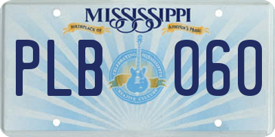 MS license plate PLB060