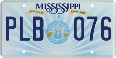 MS license plate PLB076