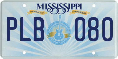 MS license plate PLB080