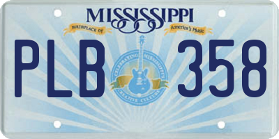 MS license plate PLB358