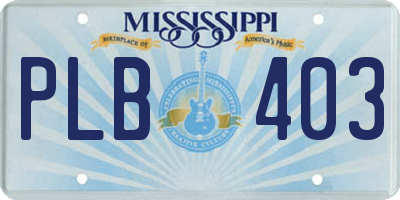MS license plate PLB403