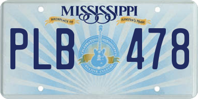 MS license plate PLB478