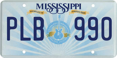 MS license plate PLB990