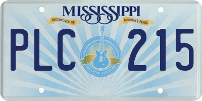 MS license plate PLC215