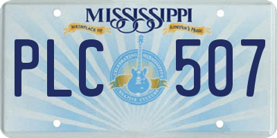 MS license plate PLC507