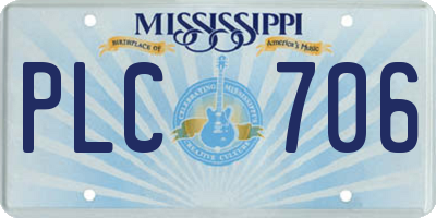 MS license plate PLC706